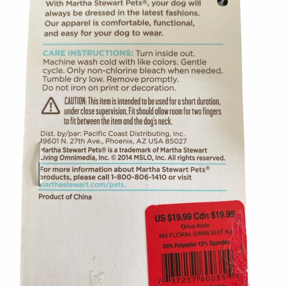 NEW MARTHA STEWART Dog Size XS Floral Swim Suit Teacup Dog - Picture 6 of 7